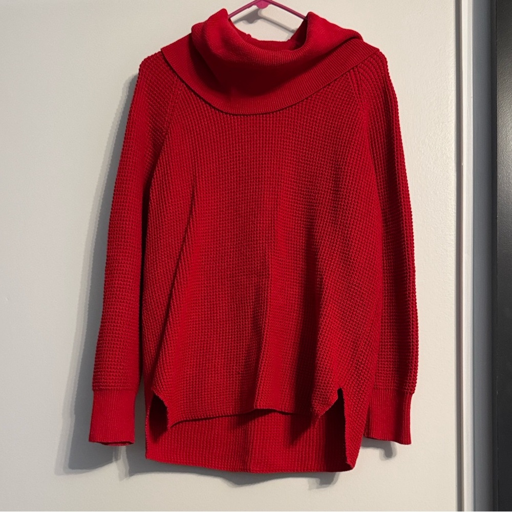 Michael Kors Vibrant Red Cowl Neck Knit Sweater